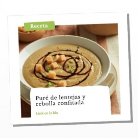 PURÉ DE LENTEJAS CON CEBOLLA CONFITADA