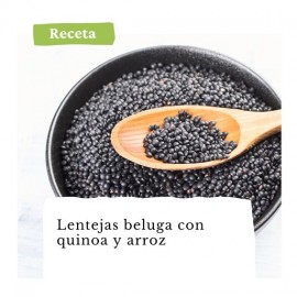 Lentejas beluga con quinoa arroz y setas