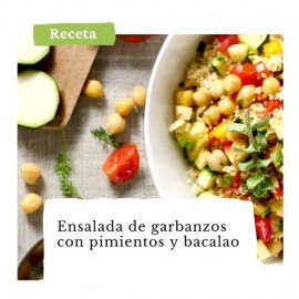 ENSALADA DE GARBANZOS BACALAO Y PIMIENTO ROJO